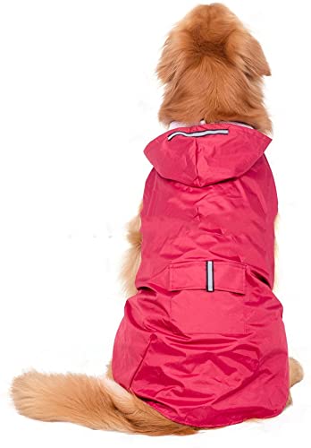 Elite Fashion Nylon Waterproof Fabric Hooded Dog Raincoat