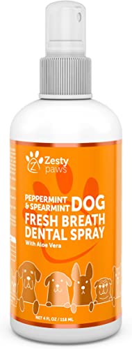 Zesty Paws Peppermint & Spearmint Fresh Breath Dog Dental Spray with Aloe Vera