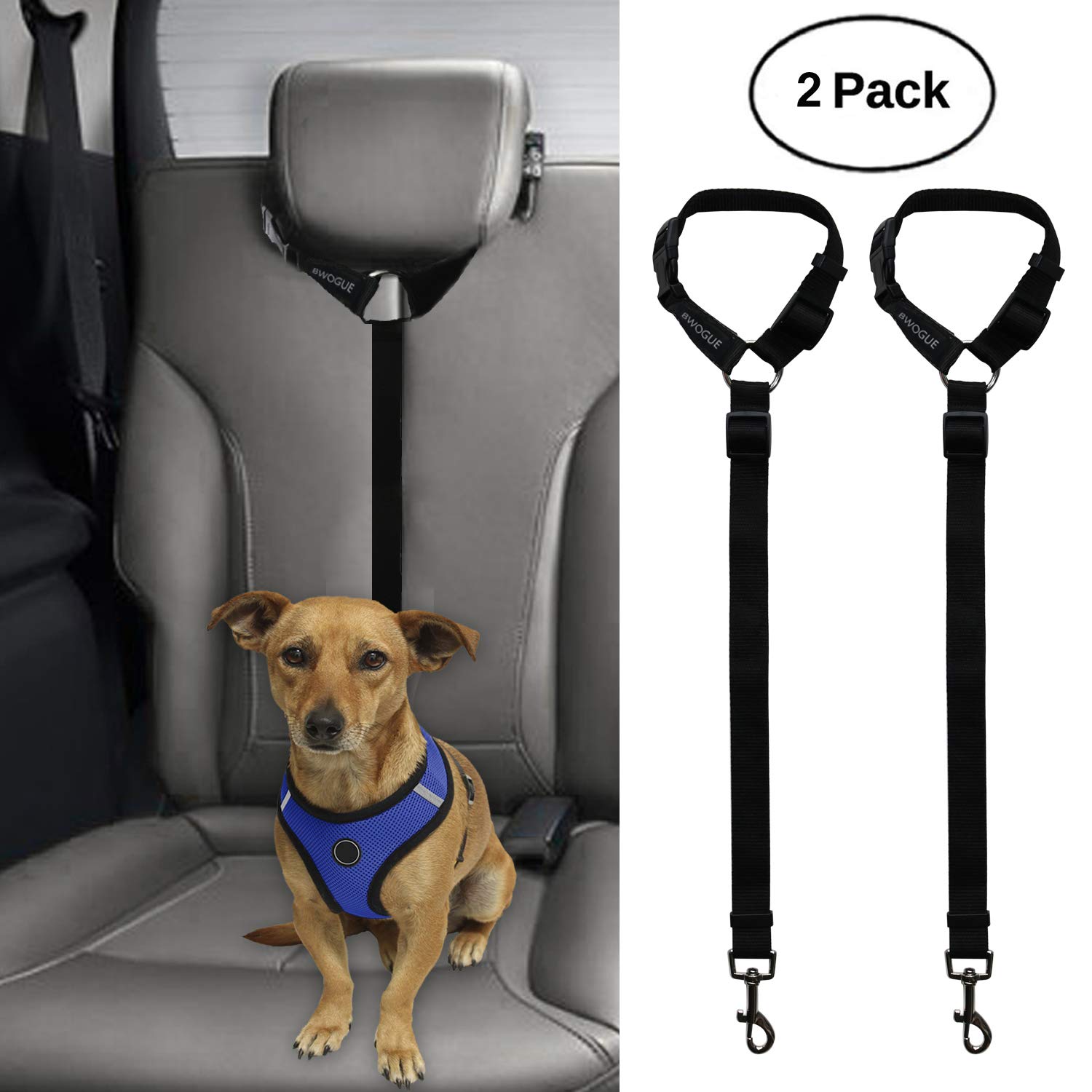 BWOGUE Dog Cat Safety Seat Belt Car Headrest Restraint