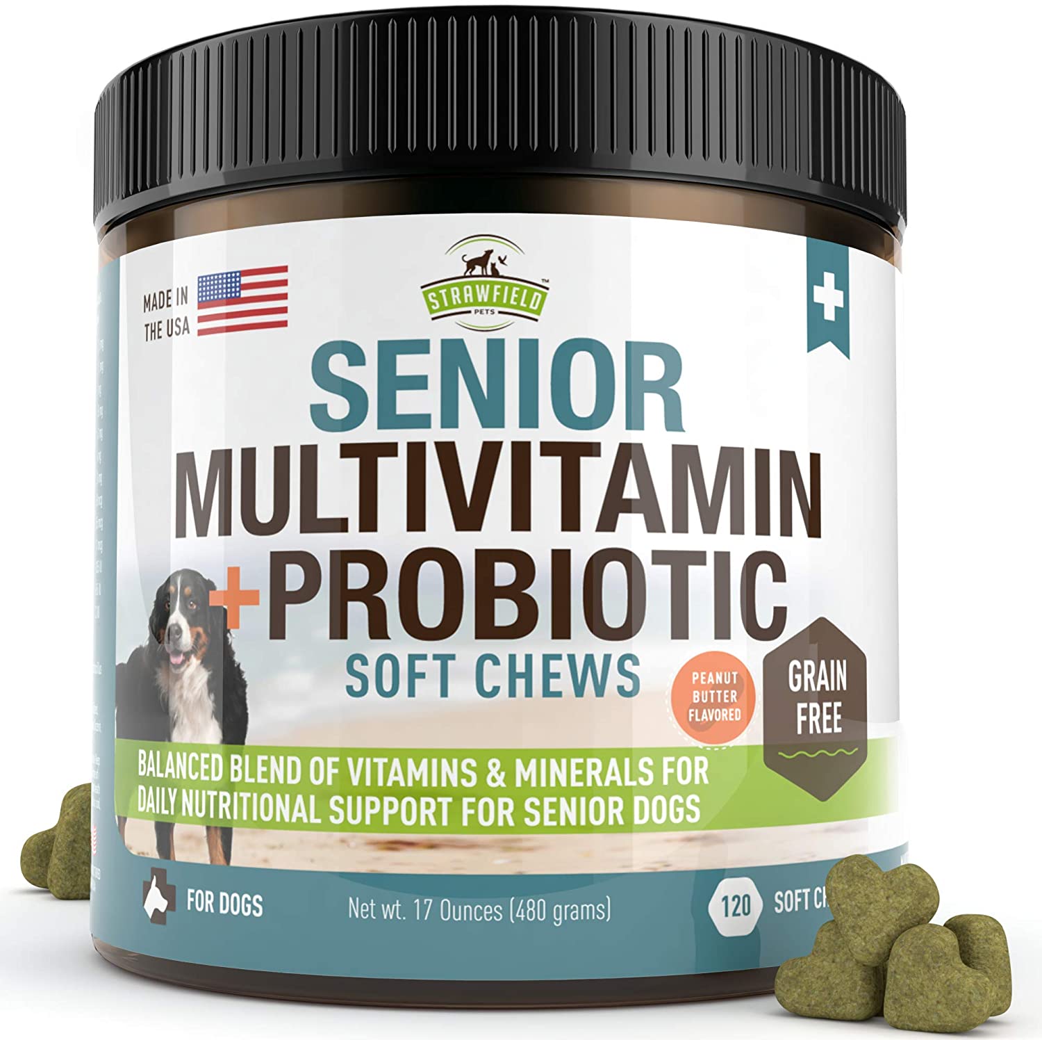Strawfield Pets Senior Multivitamin Probiotic