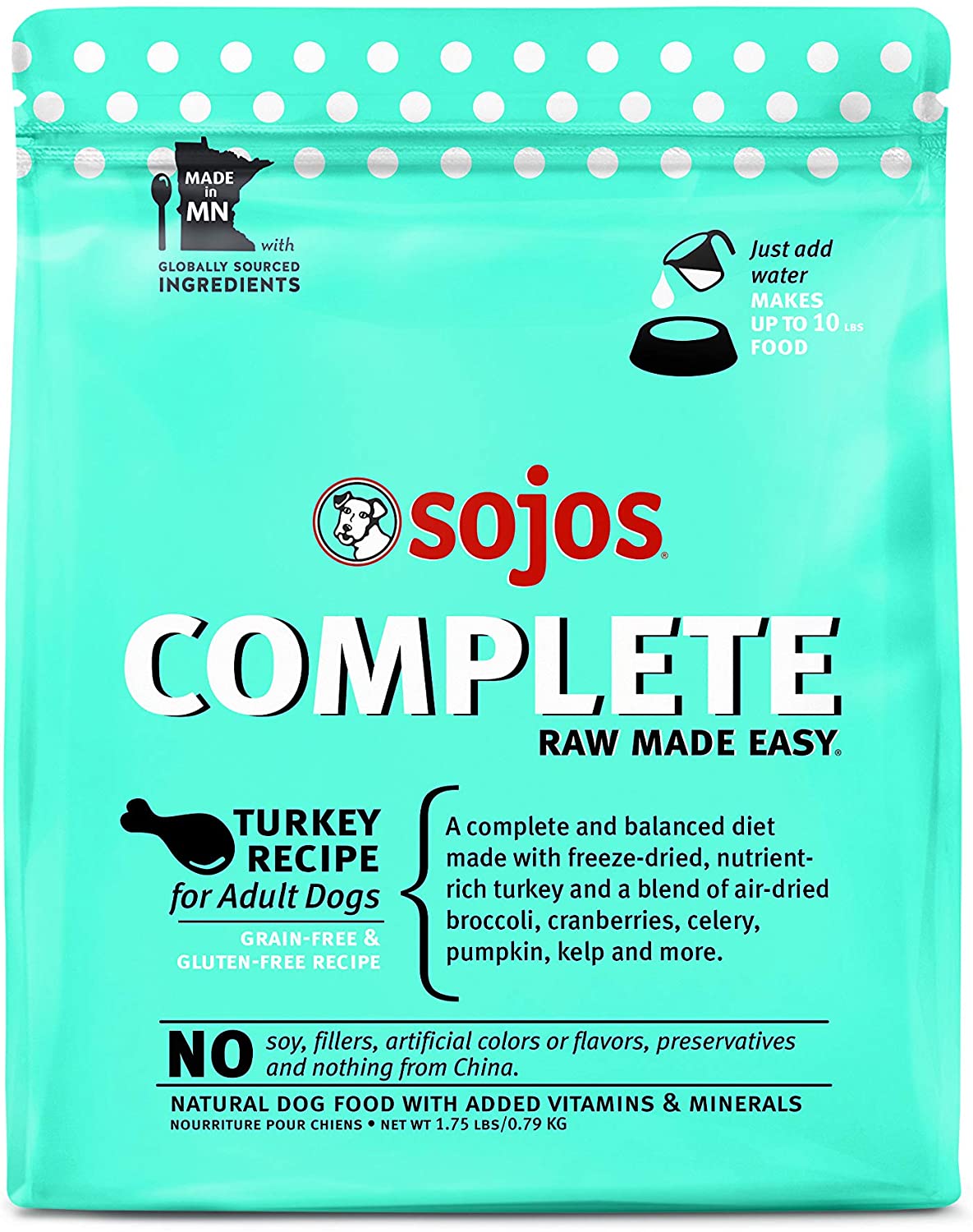 Sojos Complete Natural Raw & Dehydrated Dog Food, Turkey Recipe