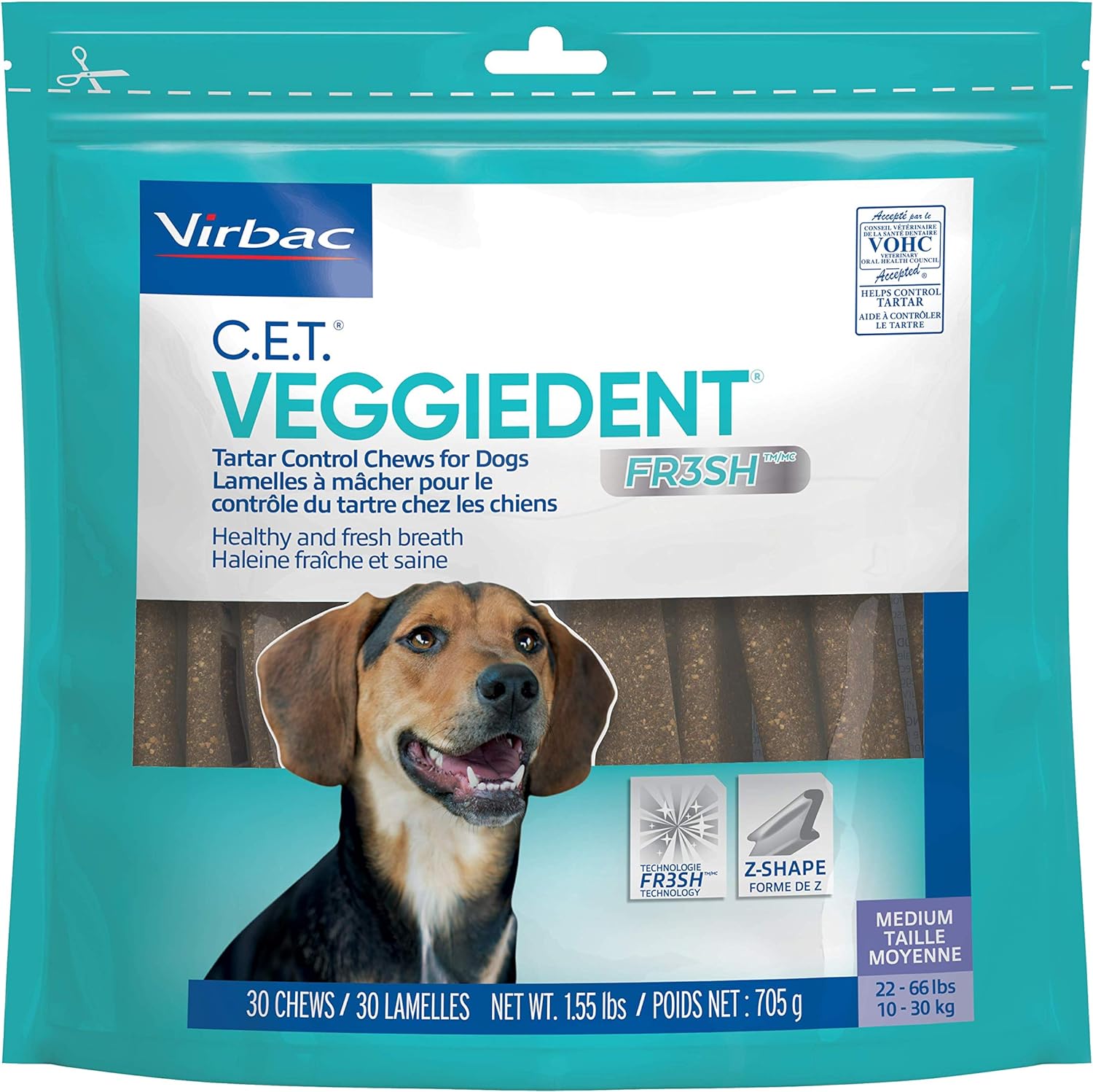 Virbac C.E.T. VeggieDent Fr3sh Tartar Control Dog Chews 