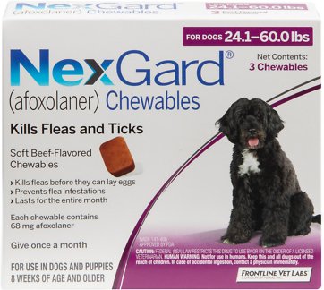 Nexgard Chewables for Dogs, 24.1-60 Lbs (Purple Box)